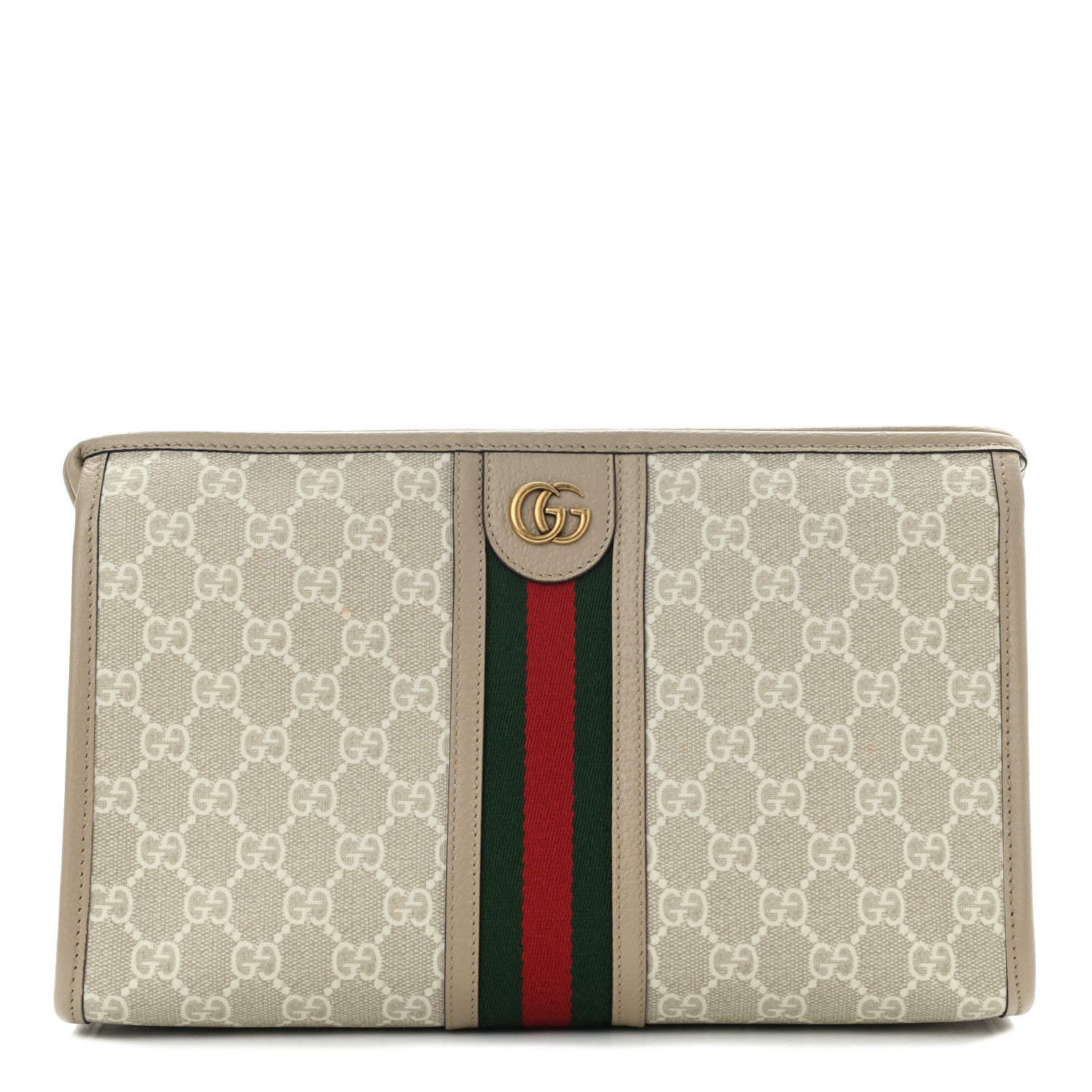 Gucci GG Supreme Monogram Web Toiletry Case Beige White 1 of 8