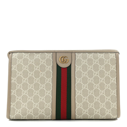 Gucci GG Supreme Monogram Web Toiletry Case Beige White 1 of 8