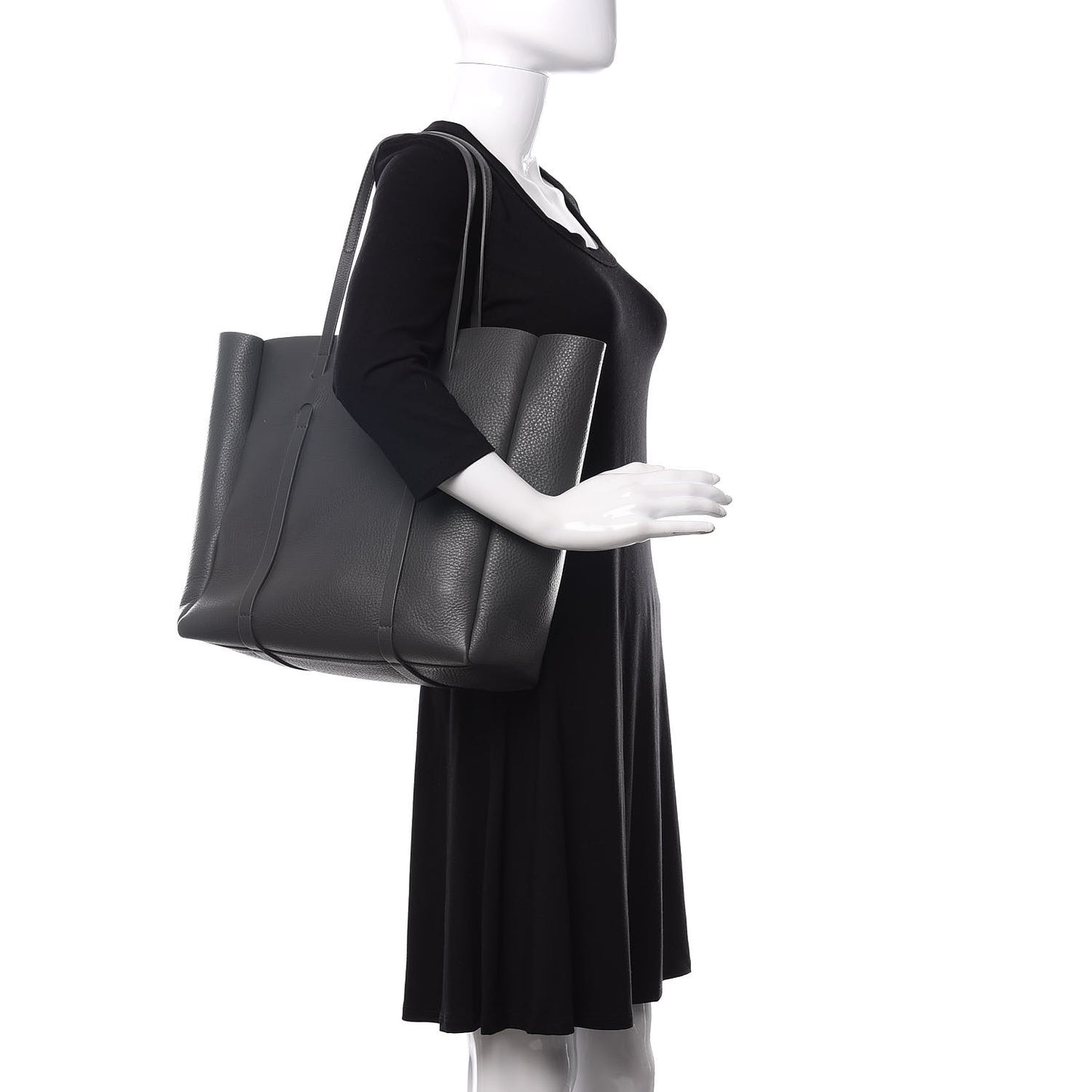 Veau Baltimore Double Sided Small Everyday Tote Gris Fossile Black