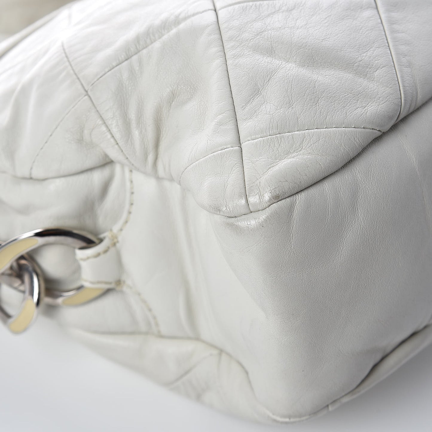 Calfskin Quilted Chain Hobo White