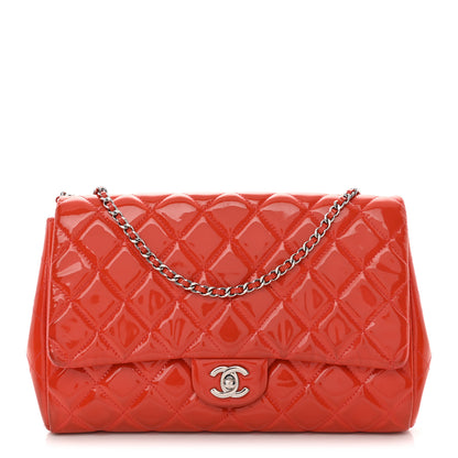 Chanel Patent Quilted Clutch with Chain Flap Dark Pink 1 of 13