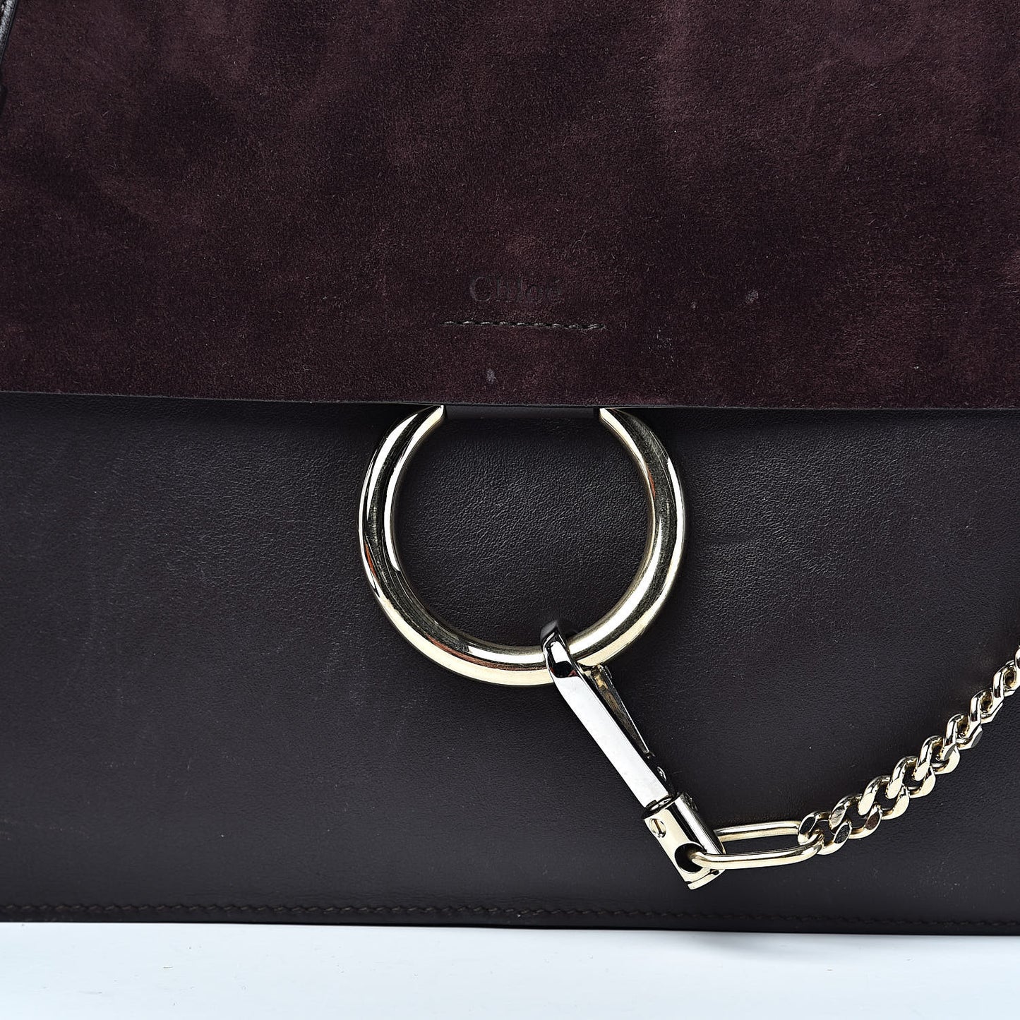 Calfskin Suede Medium Faye Shoulder Bag Carbon Brown