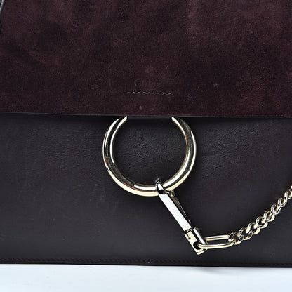 Chloe Calfskin Suede Medium Faye Shoulder Bag Carbon Brown 12 of 12