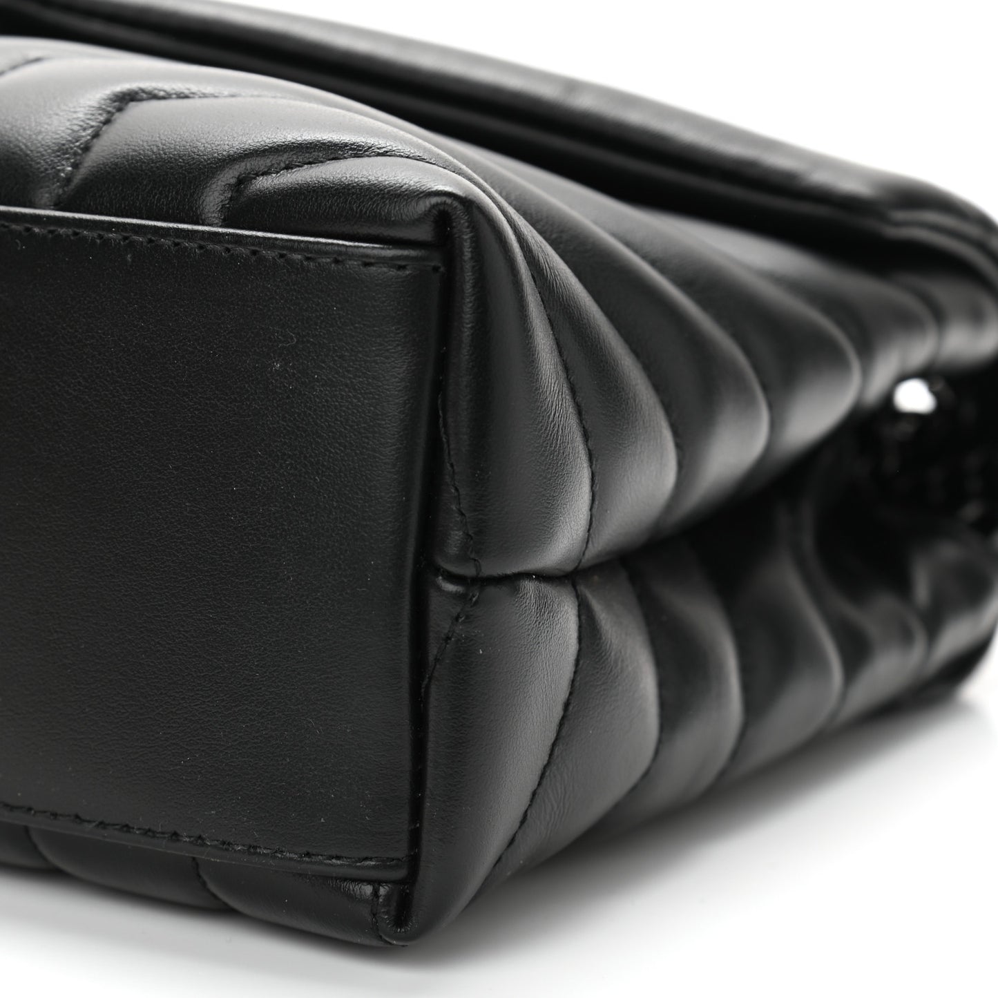 Calfskin Y Quilted Monogram Small Loulou Chain Satchel Black