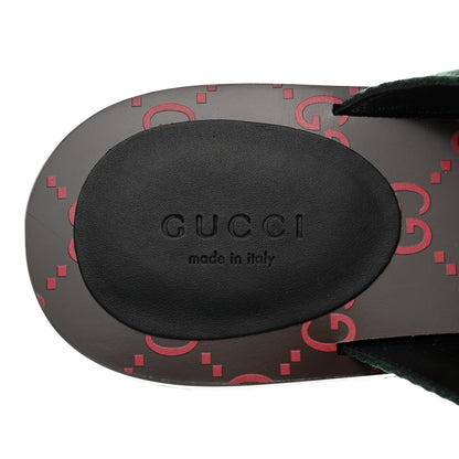 Gucci Nylon Calfskin Web GG Monogram Womens Thong Sandals 39 Green Red Cocoa 6 of 8