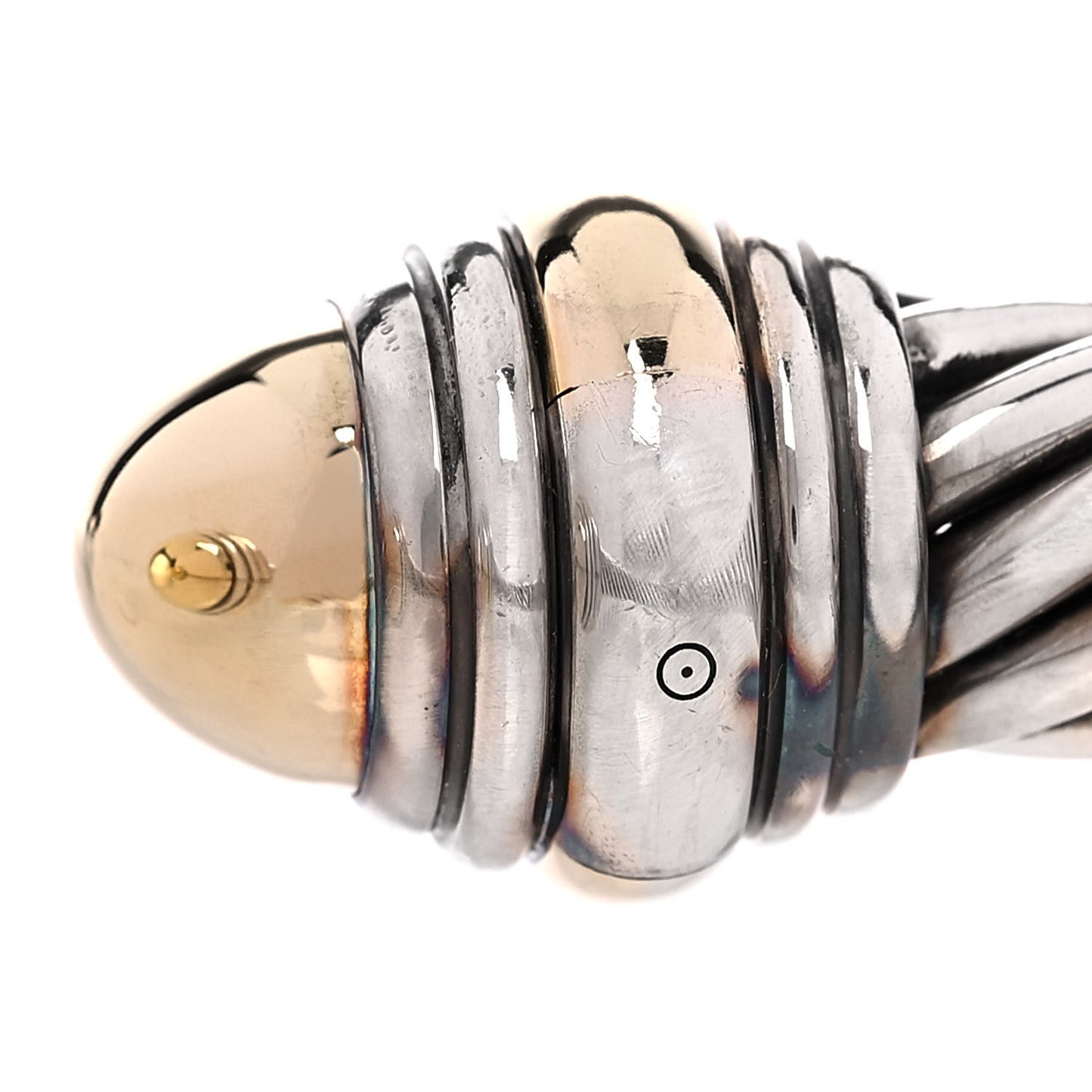 Sterling Silver 14K Yellow Gold 10mm Cable Classics Bracelet