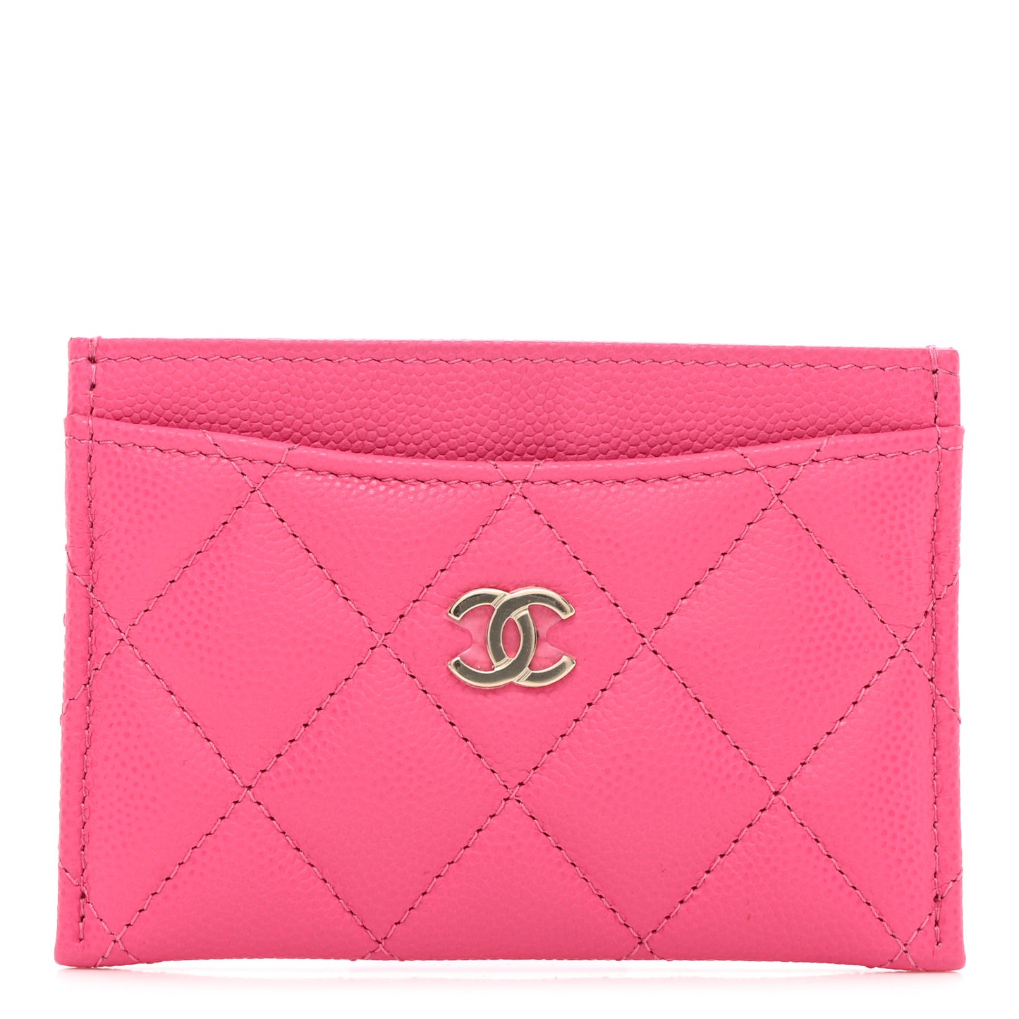 Caviar Quilted Card Holder Pink