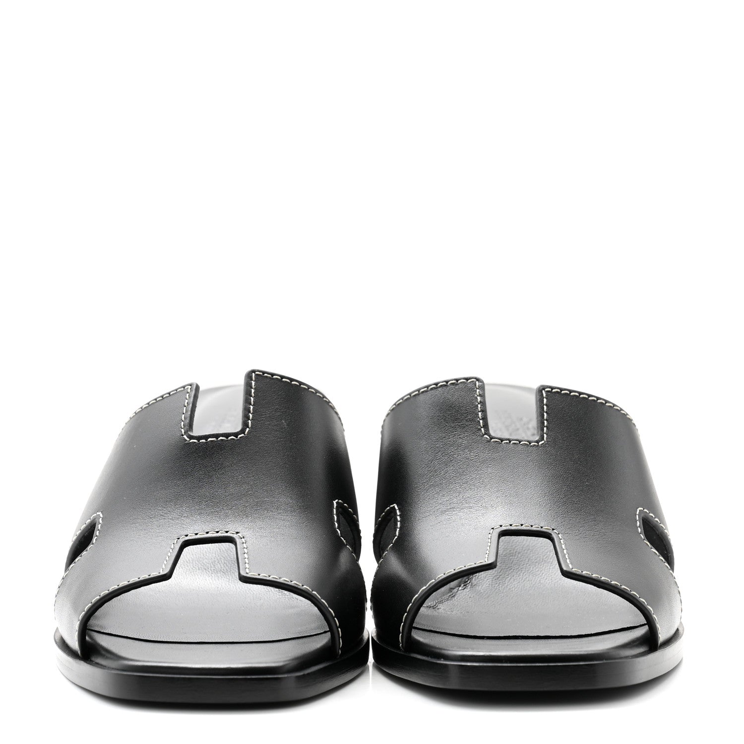 Hermes Calfskin Helia Sandals 37 Black 2 of 9