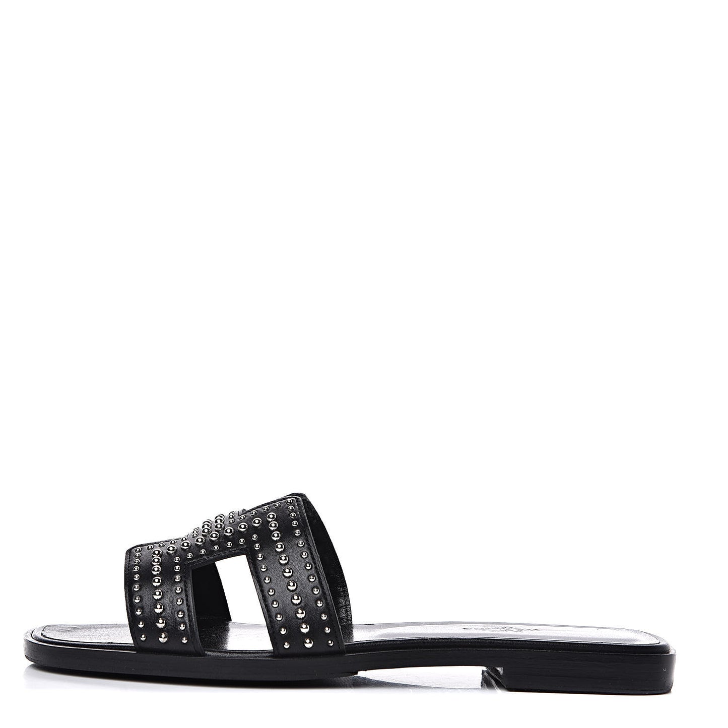 Calfskin Studded Oran Sandals 38.5 Black