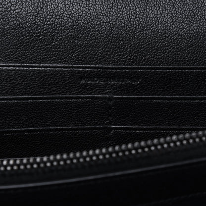 Saint Laurent Sheepskin Tri-Quilt Monogram Envelope Chain Wallet Black 7 of 13