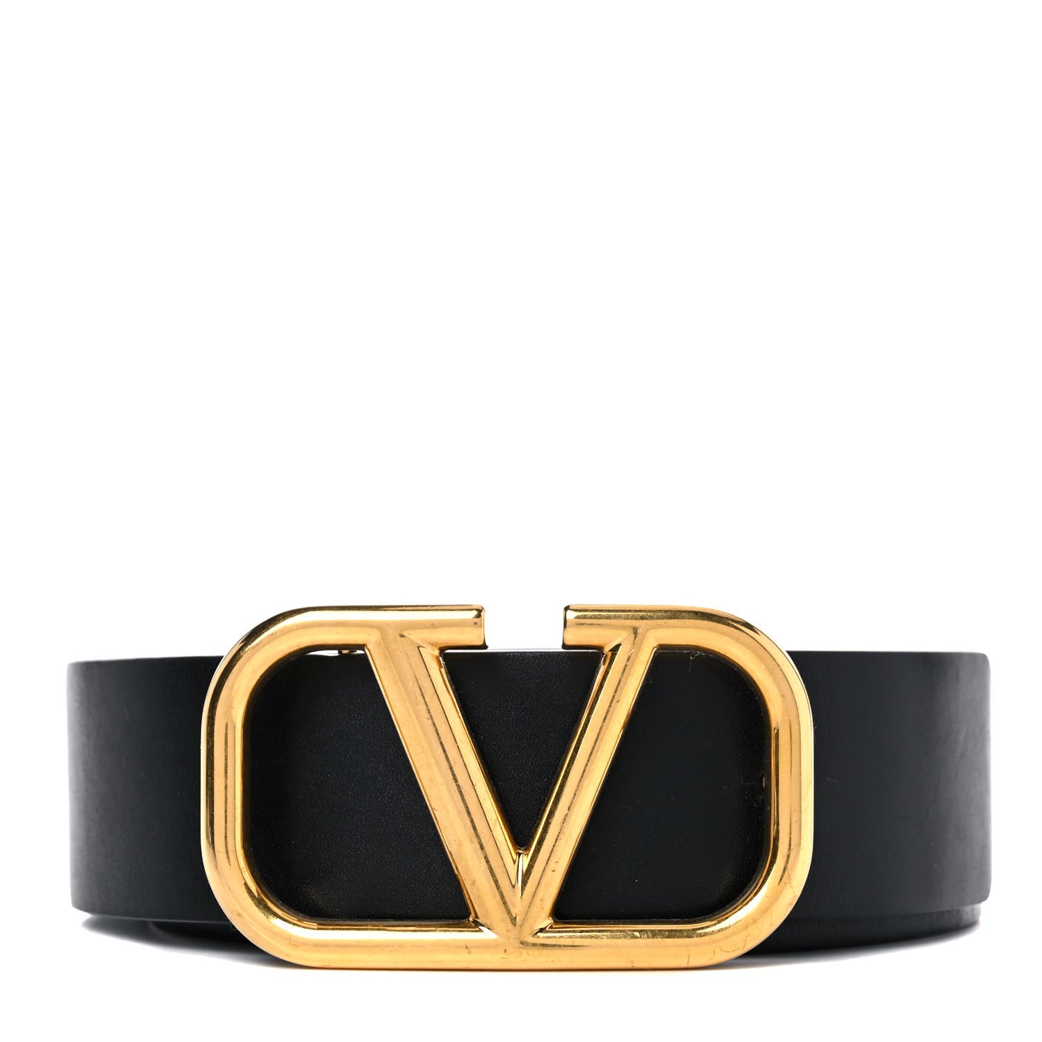 Valentino Garavani Glossy Calfskin VLogo Reversible 40mm Belt 75 30 Saddle Brown Black 1 of 7