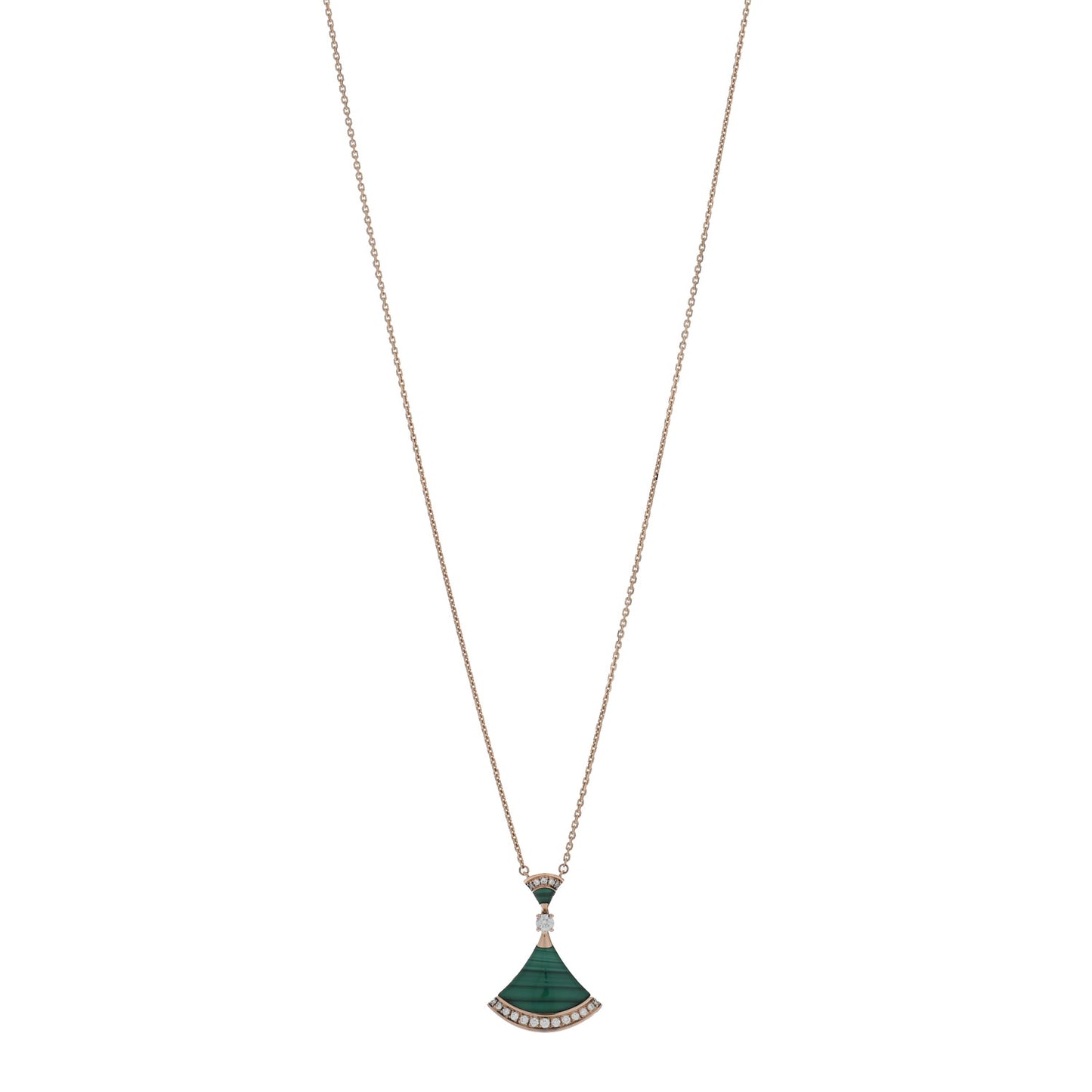 18K Rose Gold Diamond Malachite Divas' Dream Pendant Necklace