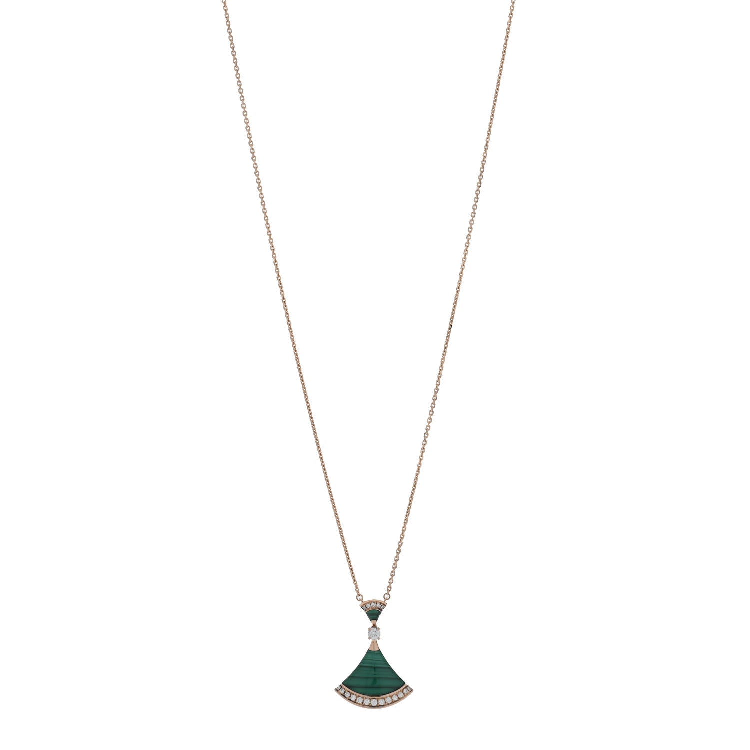 Bulgari 18K Rose Gold Diamond Malachite Divas' Dream Pendant Necklace 1 of 5