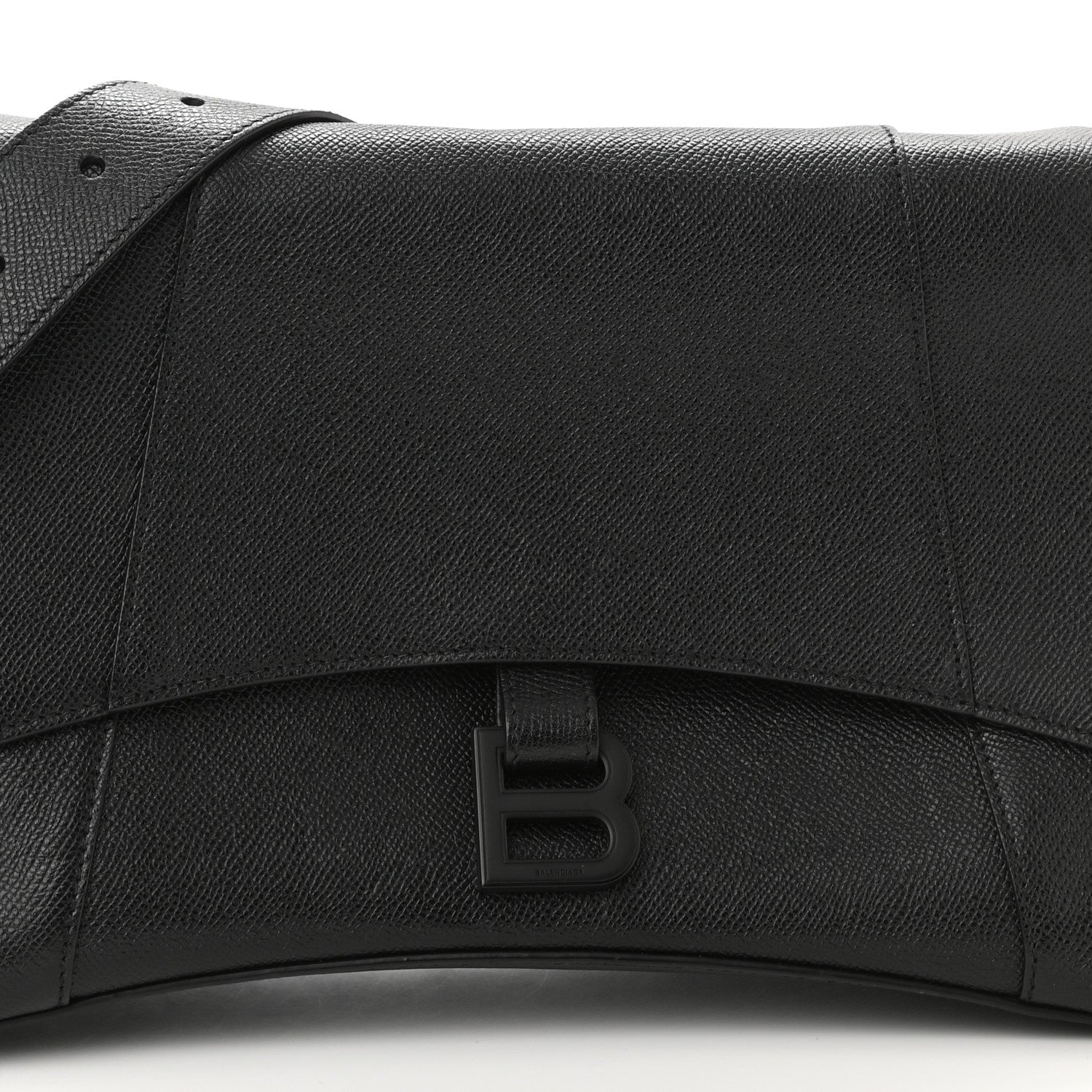 Balenciaga Grained Calfskin Monochrome M Downtown Shoulder Bag Black 7 of 11
