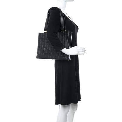 Chanel Lambskin Quilted Chocolate Bar Large Tote Black 2 of 9