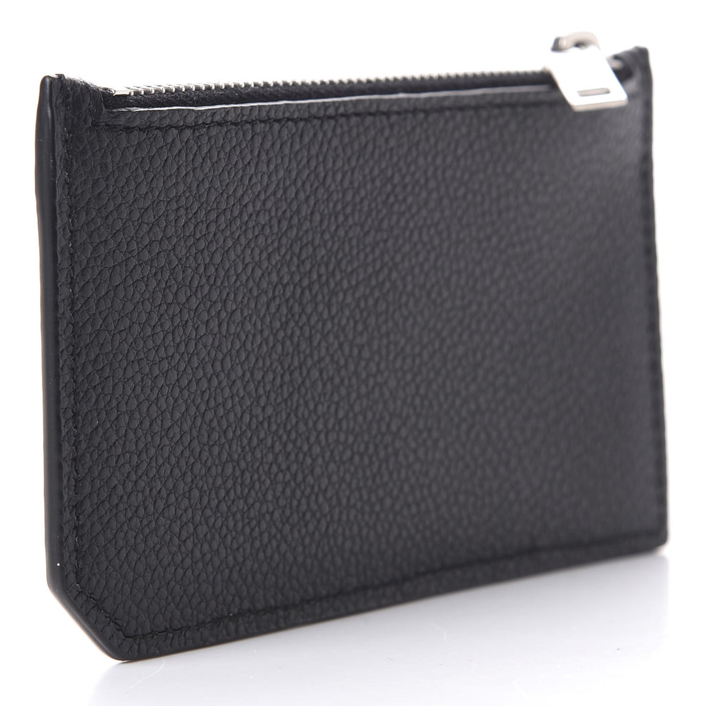Grained Calfskin 5 Fragments Zip Pouch Card Holder Black