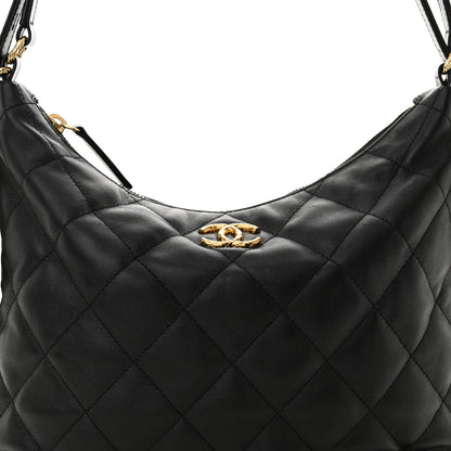 Chanel Lambskin Quilted Maxi Hobo Black 8 of 10