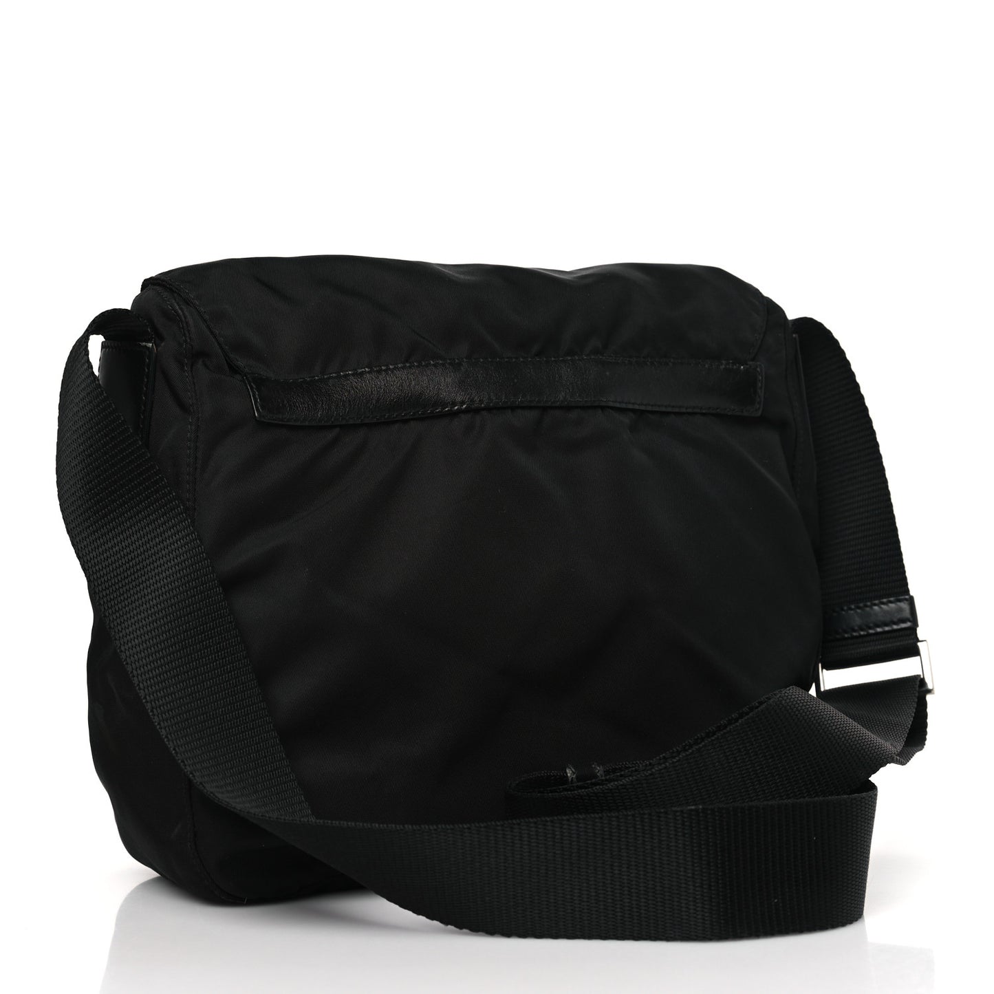 Nylon Vela Saffiano Single Buckle Messenger Shoulder Bag Black