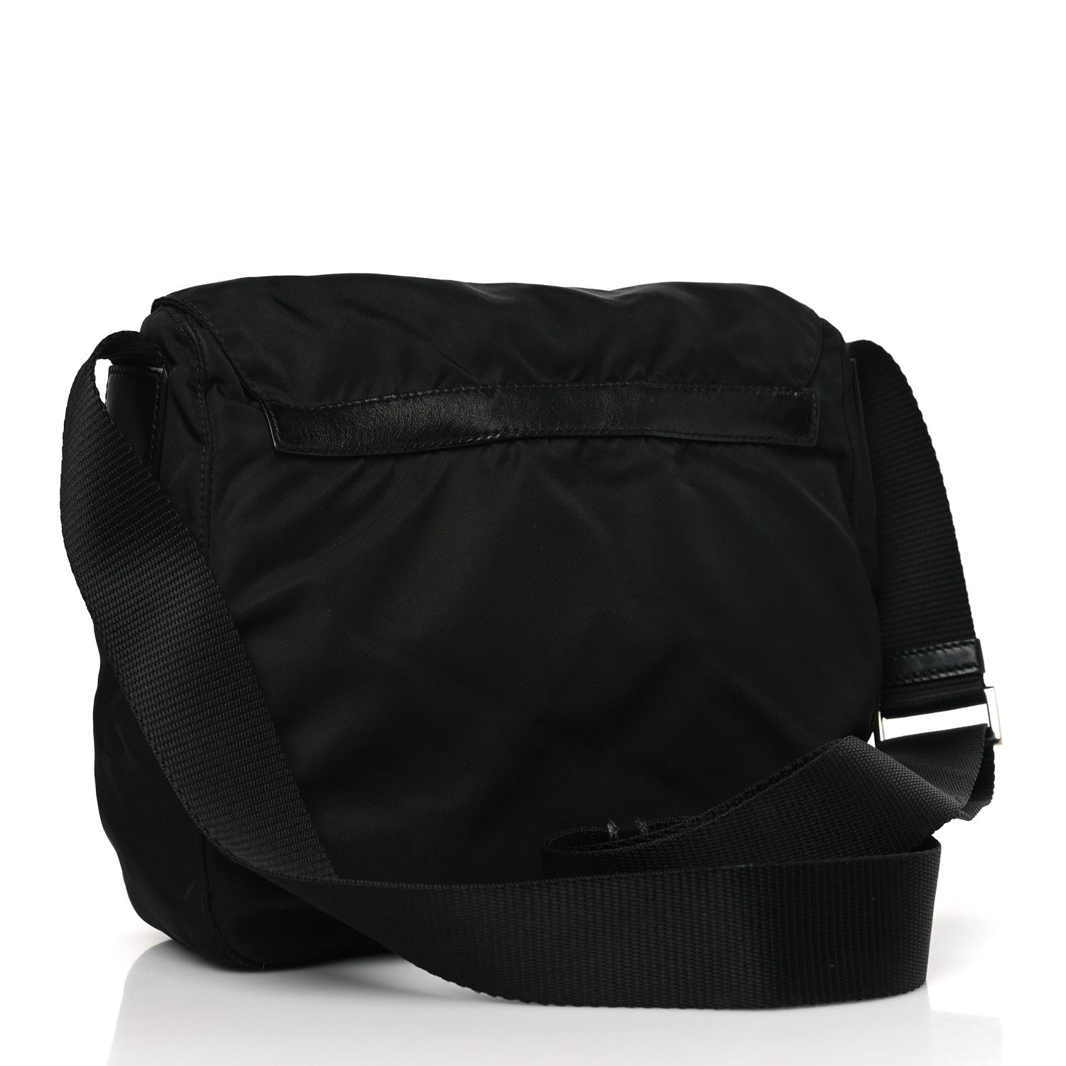 Prada Nylon Vela Saffiano Single Buckle Messenger Shoulder Bag Black 3 of 8