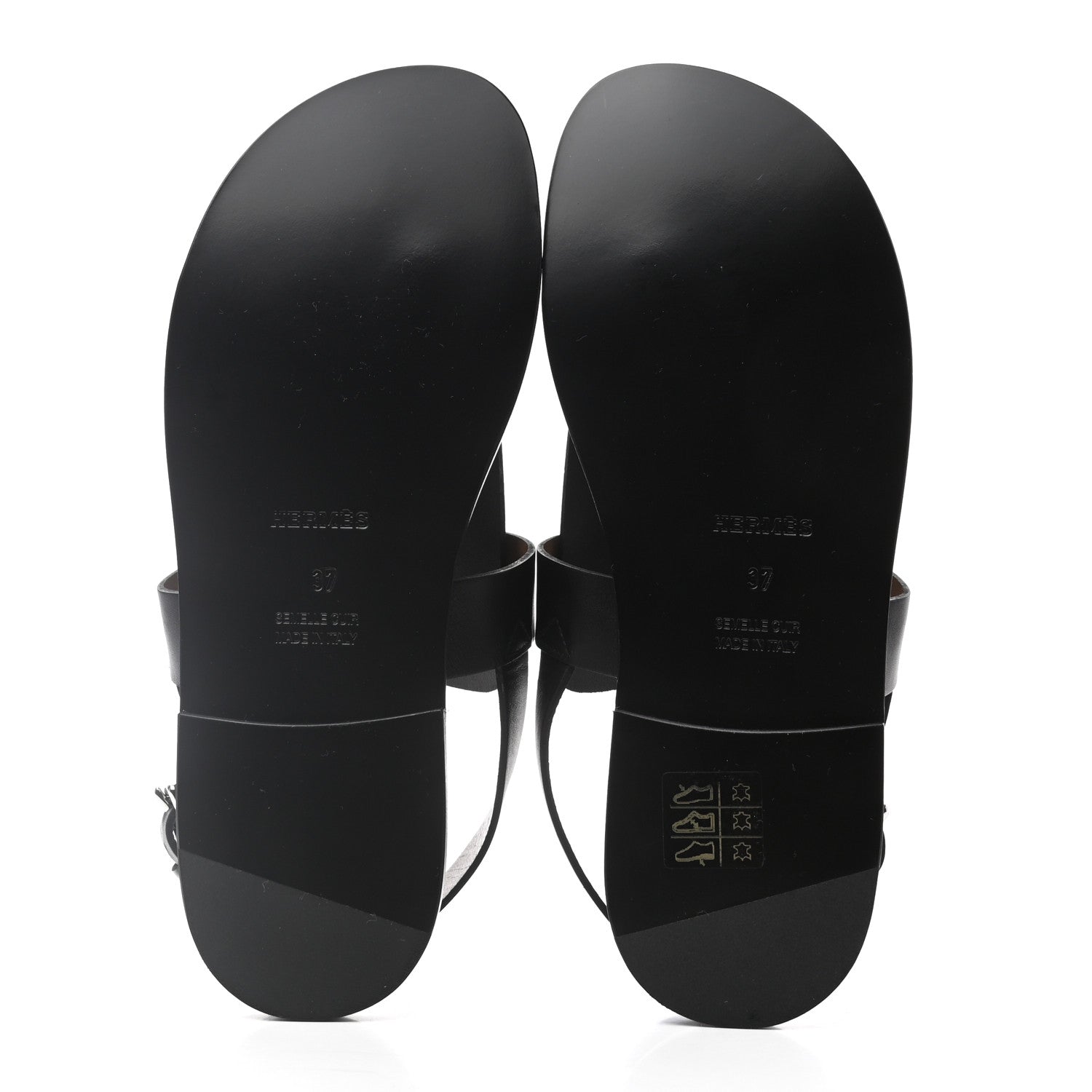 Hermes Calfskin Sandals 37 Black 5 of 8