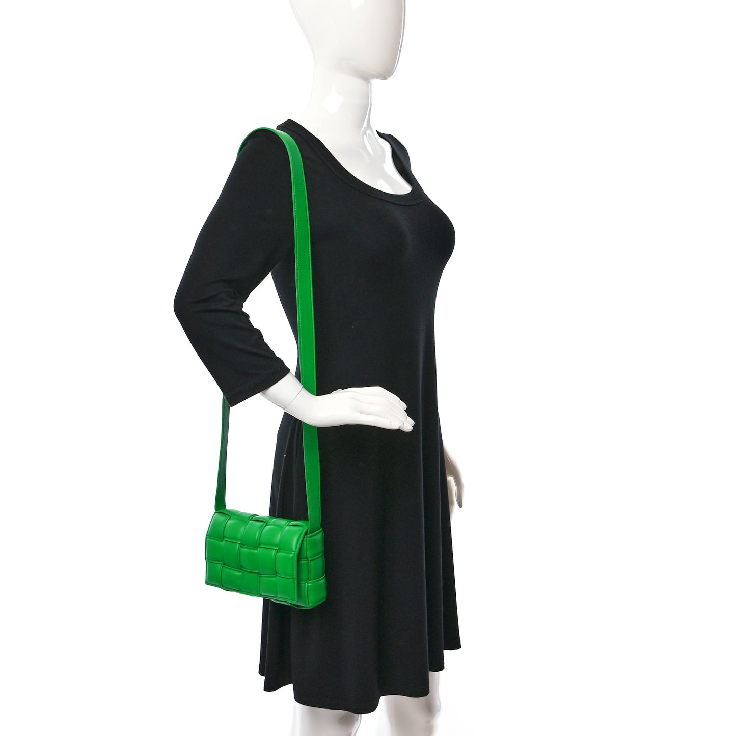 Nappa Maxi Intreccio Small Padded Cassette Crossbody Bag Grass