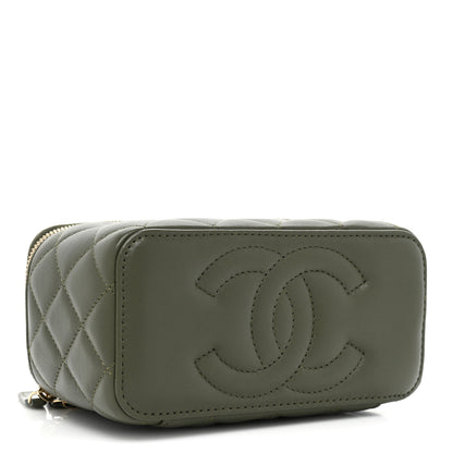 Chanel Lambskin Quilted Pick Me Up Vanity Case Khaki 4 of 10