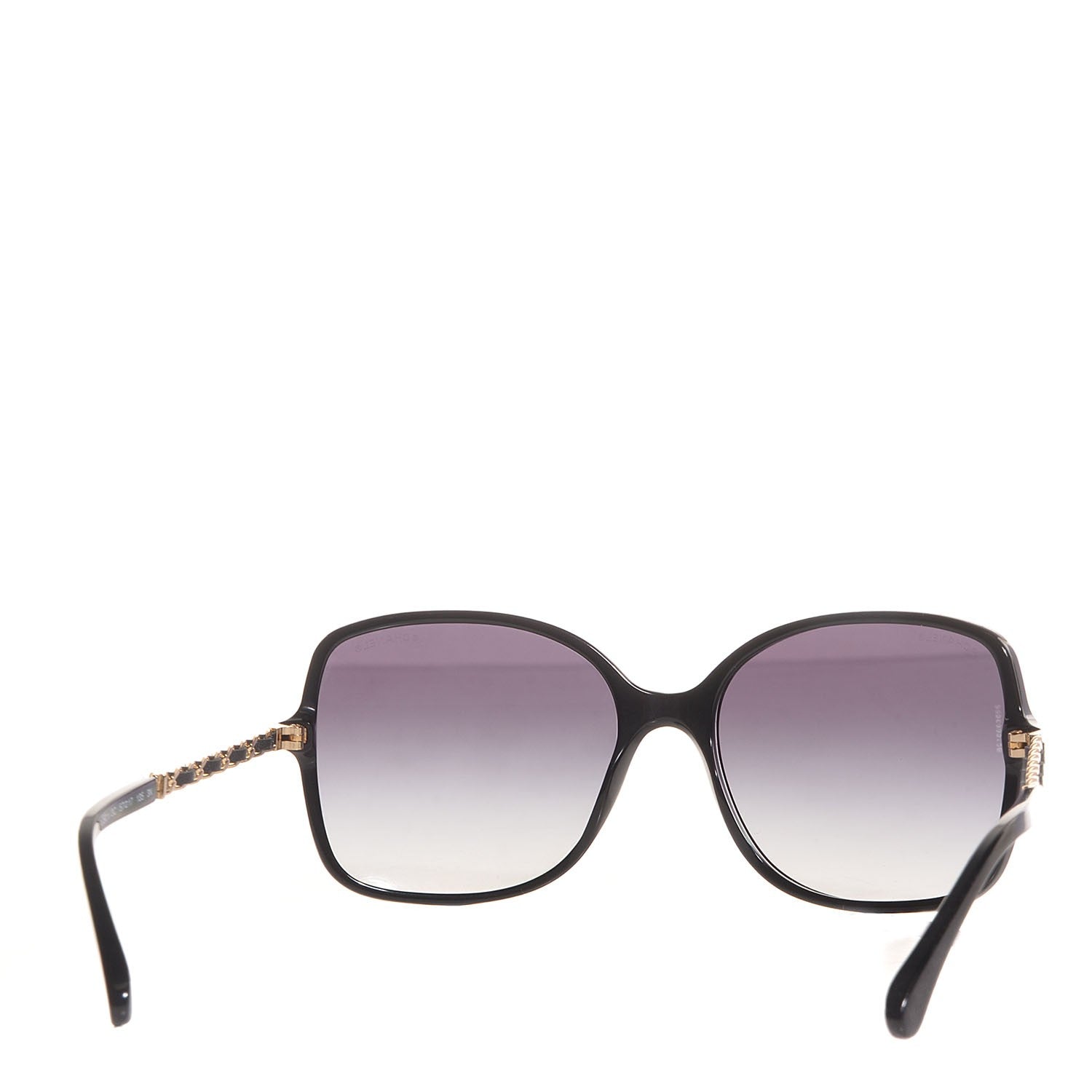 Chanel Acetate Lambskin Chain Square Sunglasses 5210-Q Black 92672