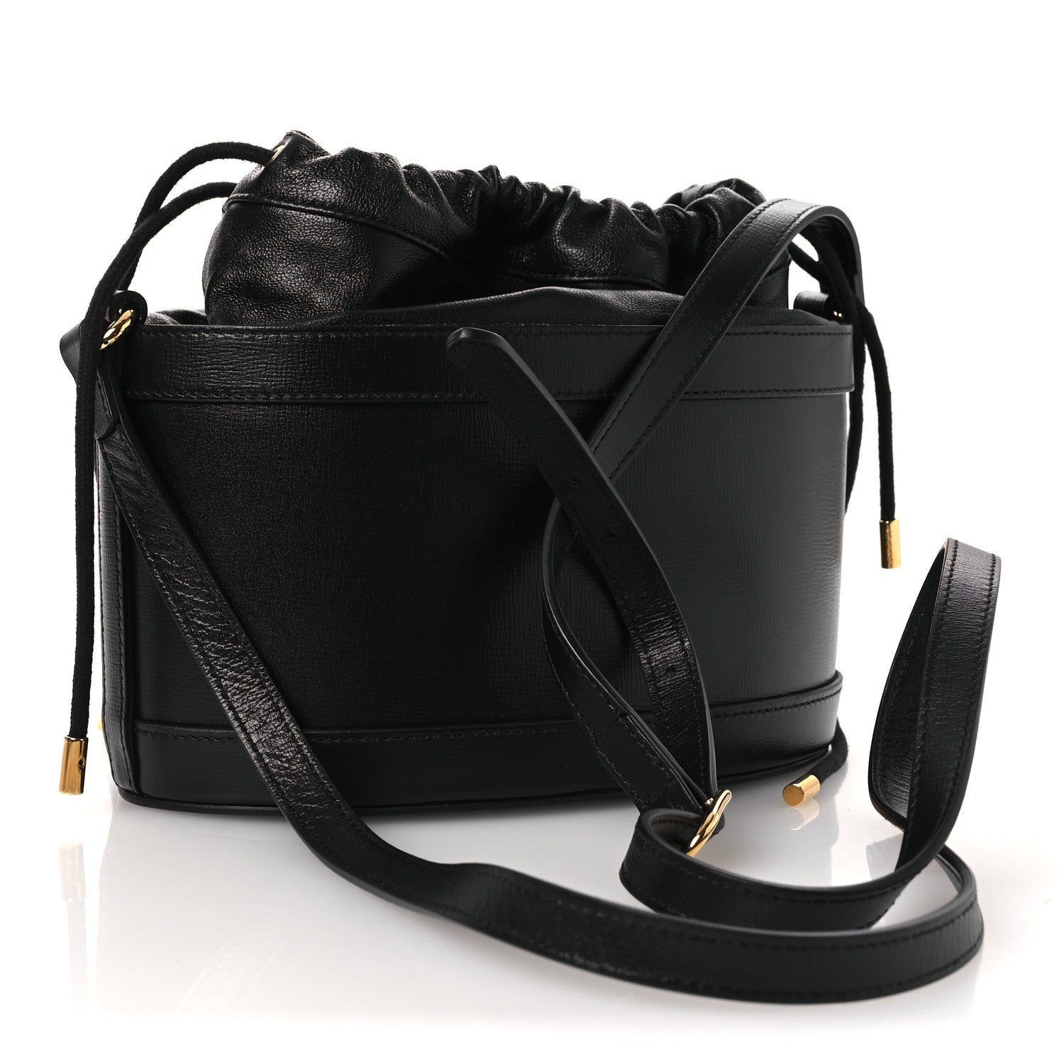 Gucci Azalea Sakai Calfskin Horsebit 1955 Drawstring Bucket Bag Black 3 of 10