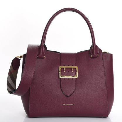 Burberry Soft Grain Medium Buckle Tote Dark Plum 1 of 9