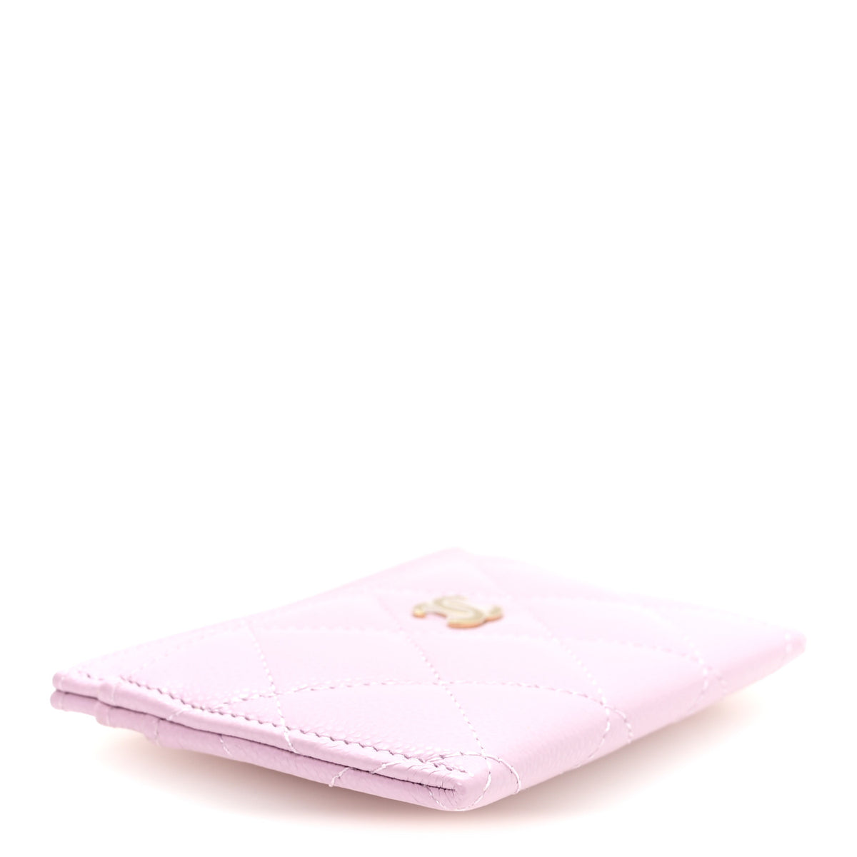 Caviar Quilted Card Holder Wallet Light Purple
