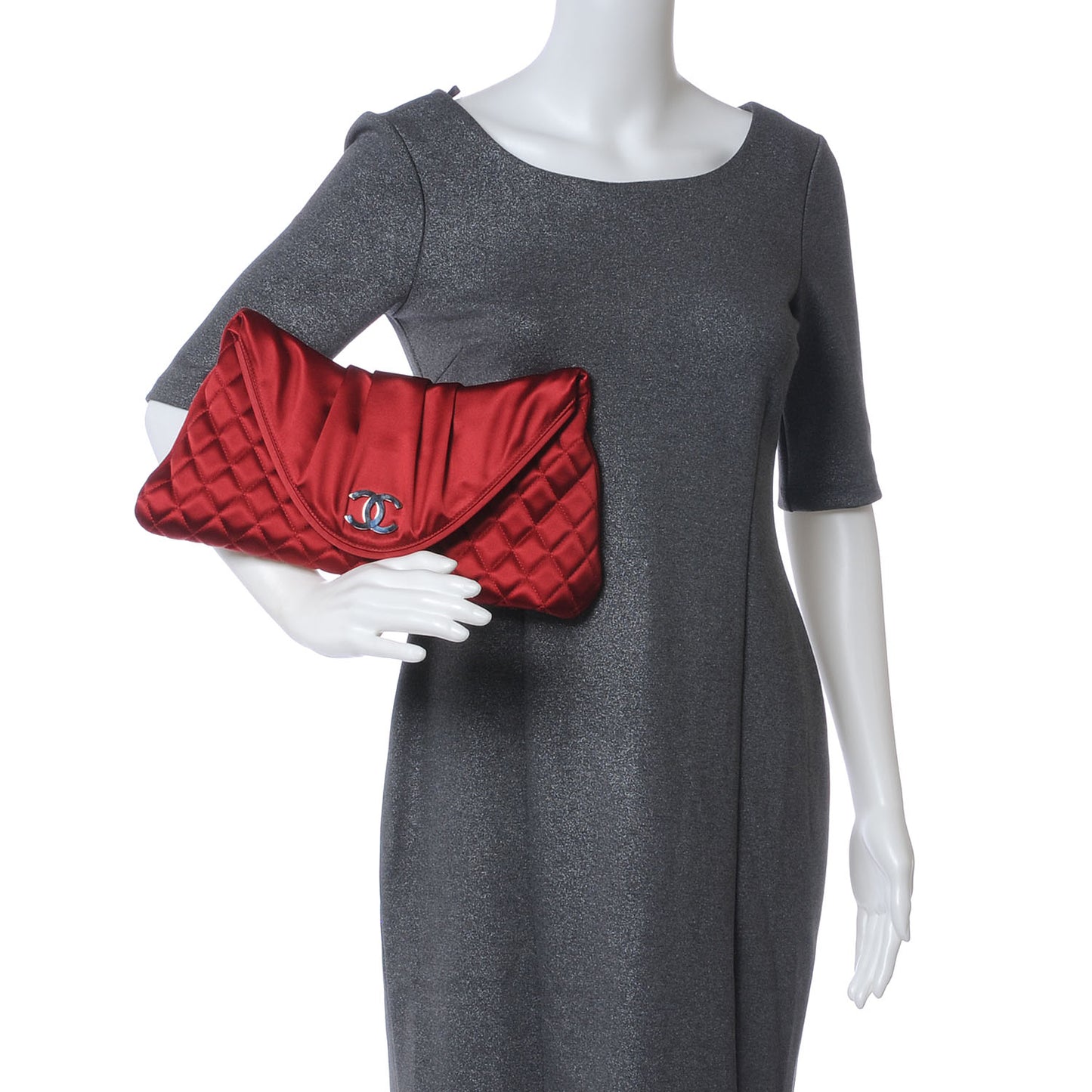 Satin Flap Clutch Red