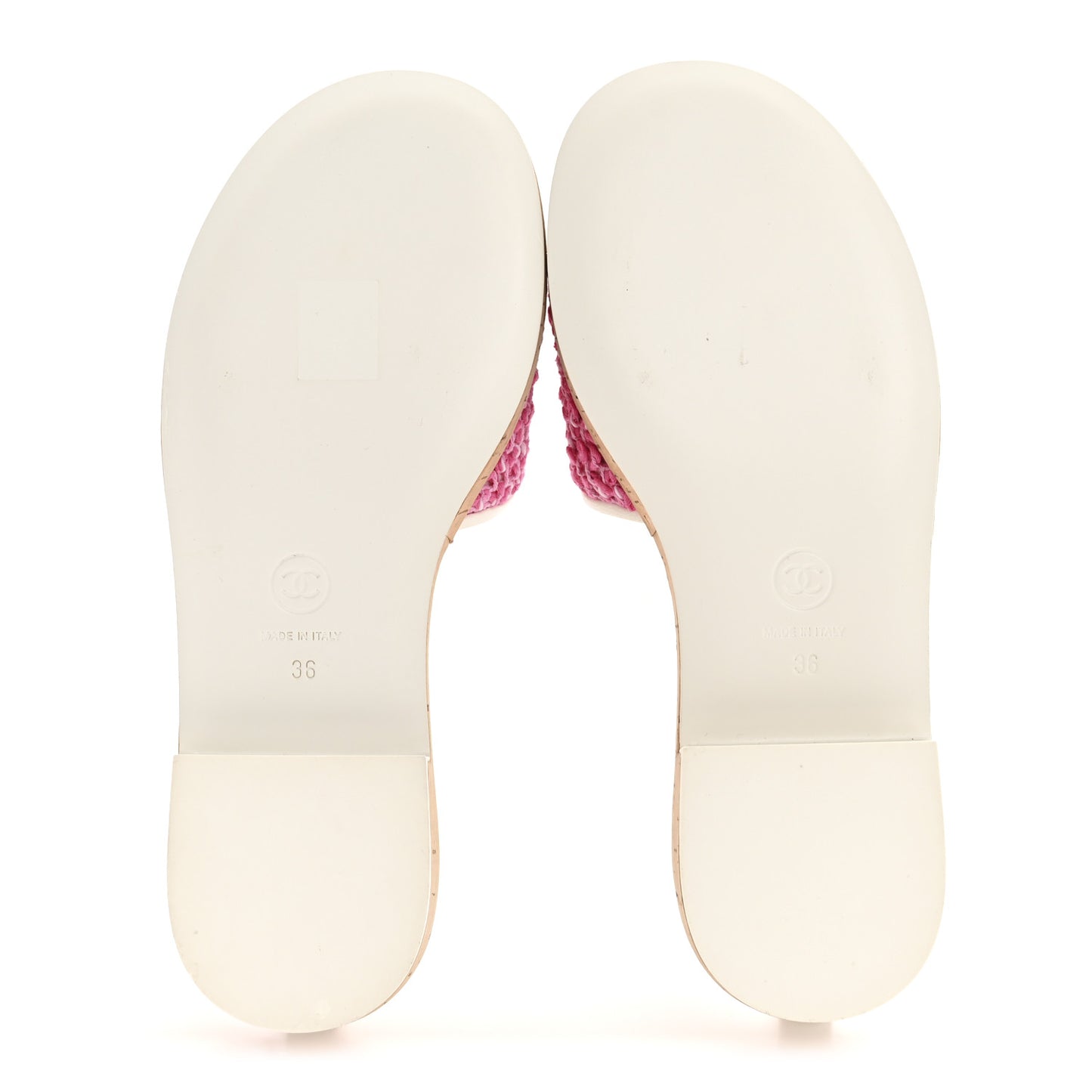 Tweed Cork Mule Sandal 36 Pink White