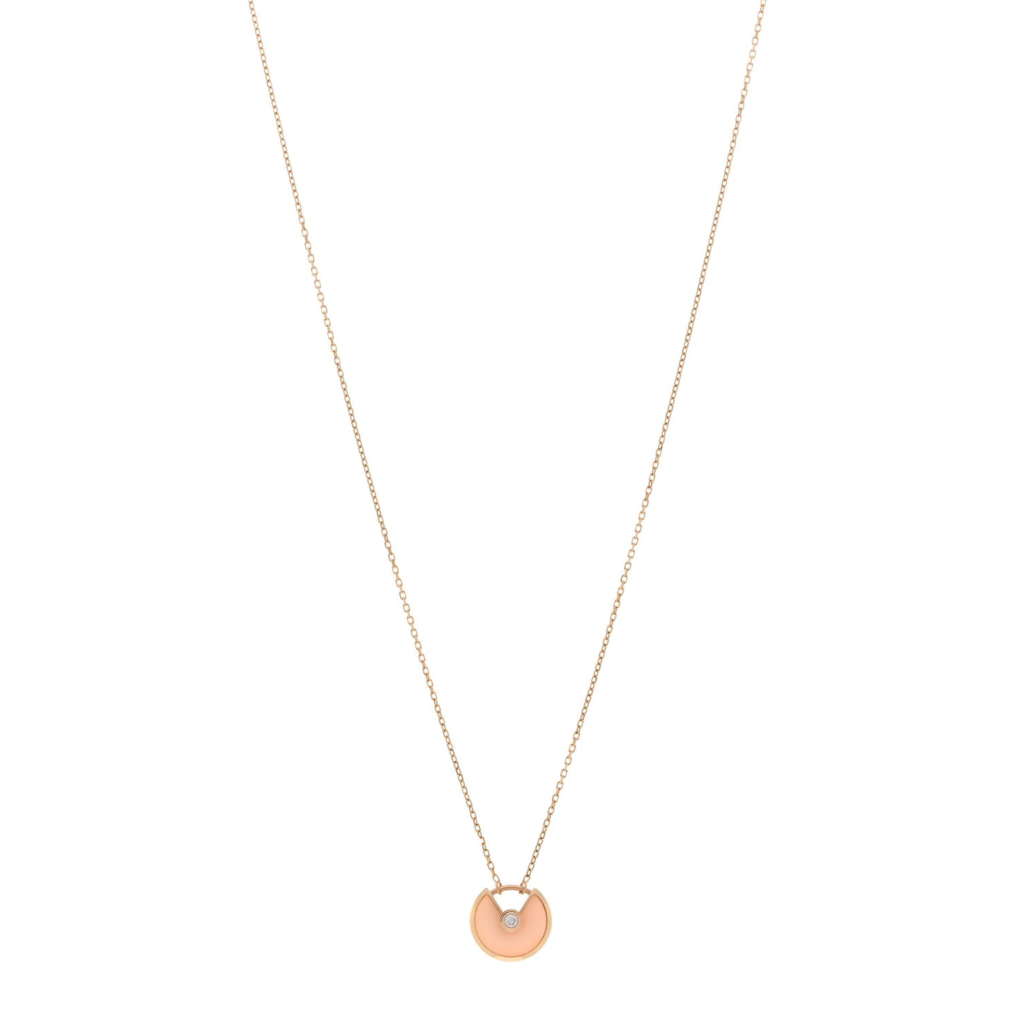 18K Pink Gold Diamond Pink Opal XS Amulette de Cartier Pendant Necklace