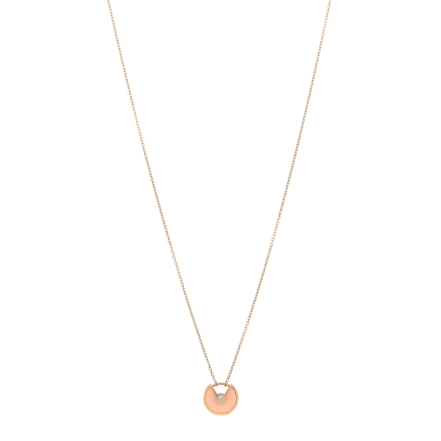 Cartier 18K Pink Gold Diamond Pink Opal XS Amulette de Cartier Pendant Necklace 1 of 5