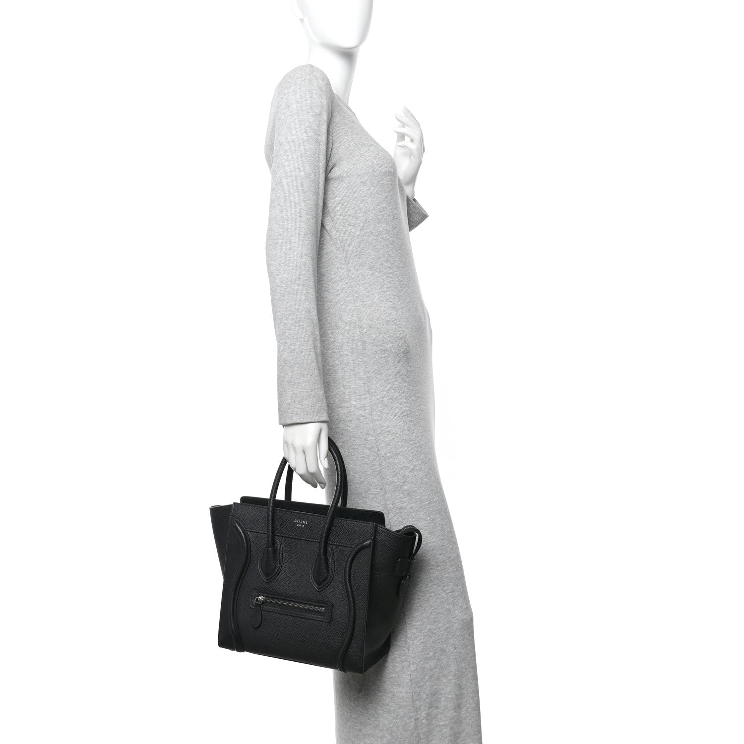 Celine Drummed Calfskin Micro Luggage Black 2 of 14