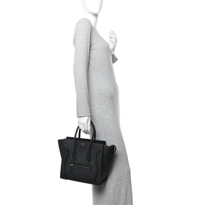 Celine Drummed Calfskin Micro Luggage Black 2 of 14