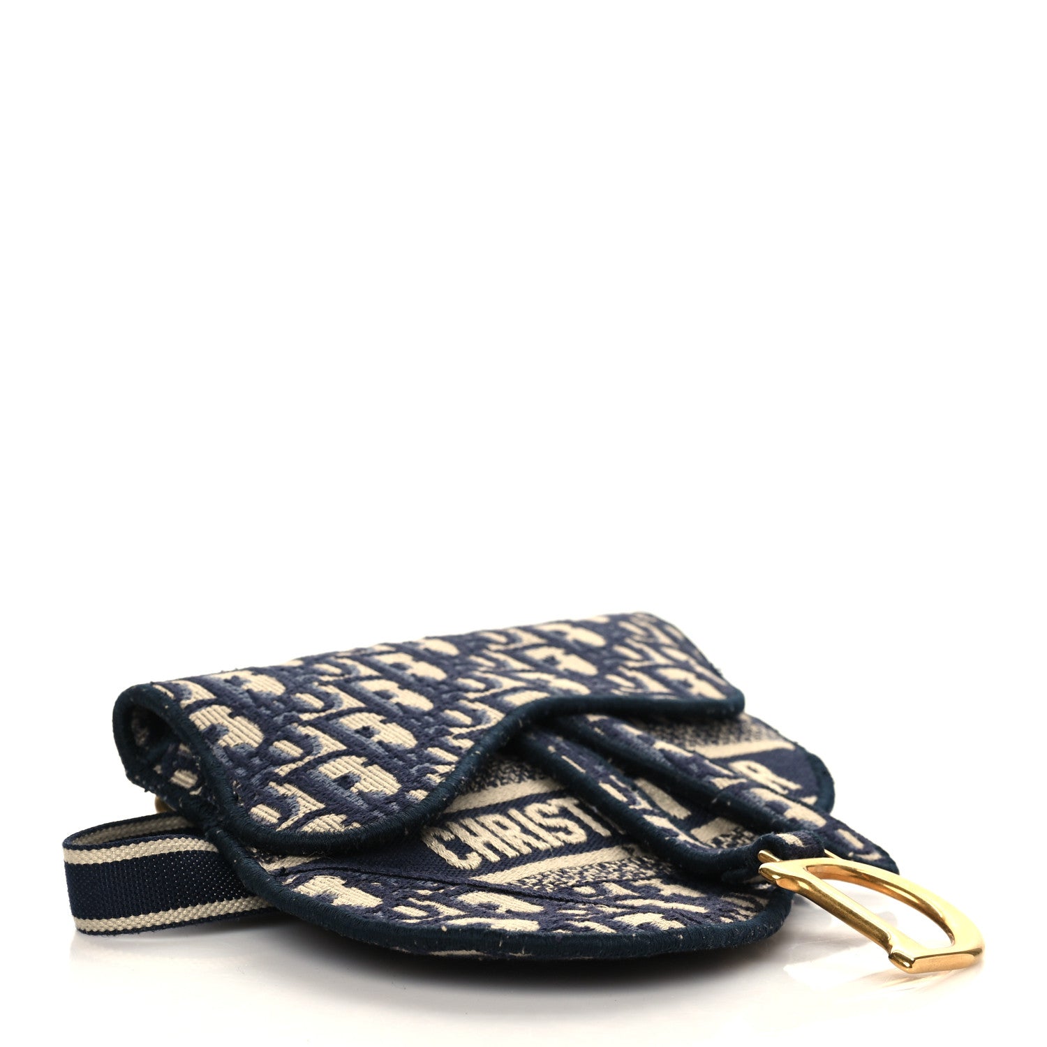 Christian Dior Oblique Embroidered Saddle Belt Pouch Blue 3 of 5