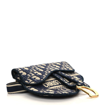 Christian Dior Oblique Embroidered Saddle Belt Pouch Blue 3 of 5