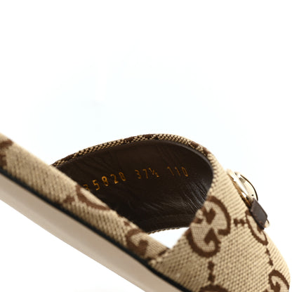 Gucci Monogram Horsebit Slide Sandals 37.5 Camel Ebony 9 of 10