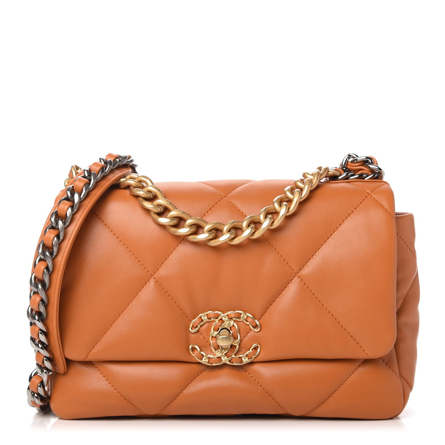 Chanel Lambskin Quilted Medium Chanel 19 Flap Light Brown 1 of 11