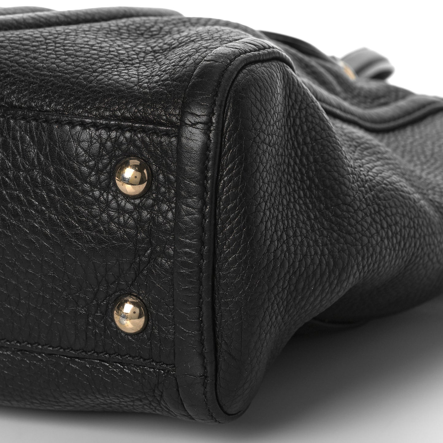 Pebbled Calfskin Small Soho Top Handle Bag Black