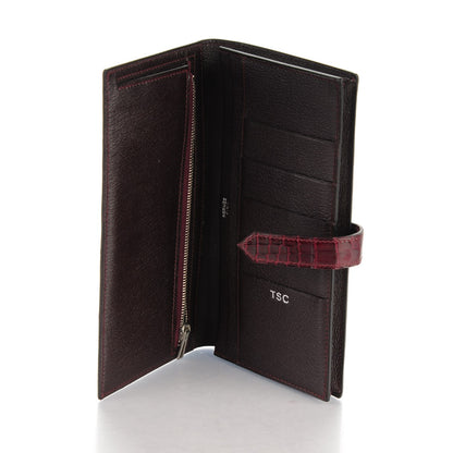 Hermes Shiny Alligator Bearn Wallet Bordeaux 5 of 8