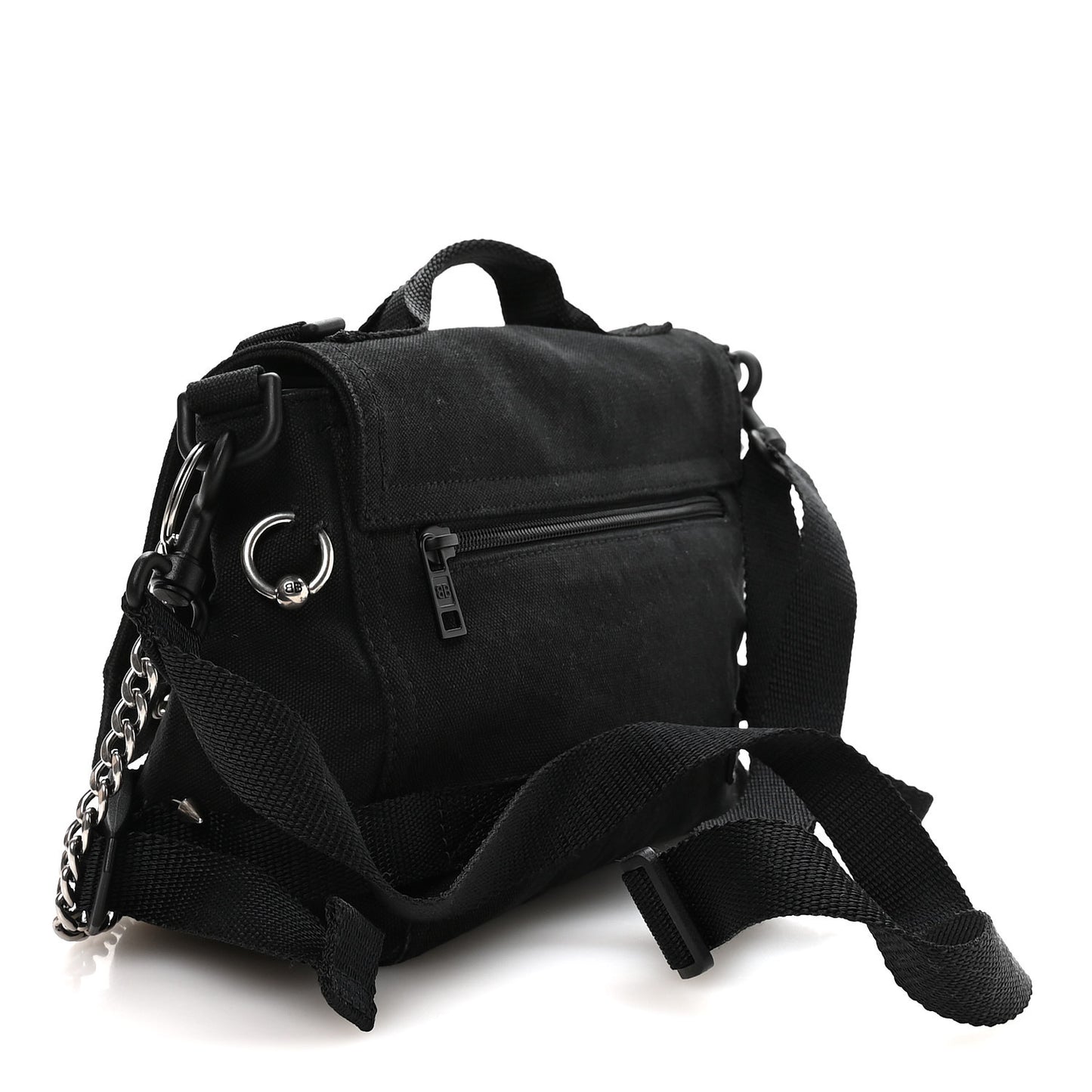 Canvas Pierced Army Messenger Bag Black