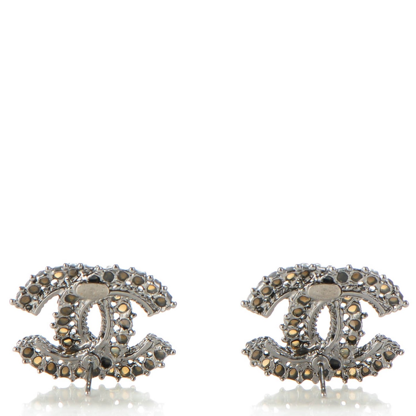 Ruthenium Resin Enamel CC Earrings Black