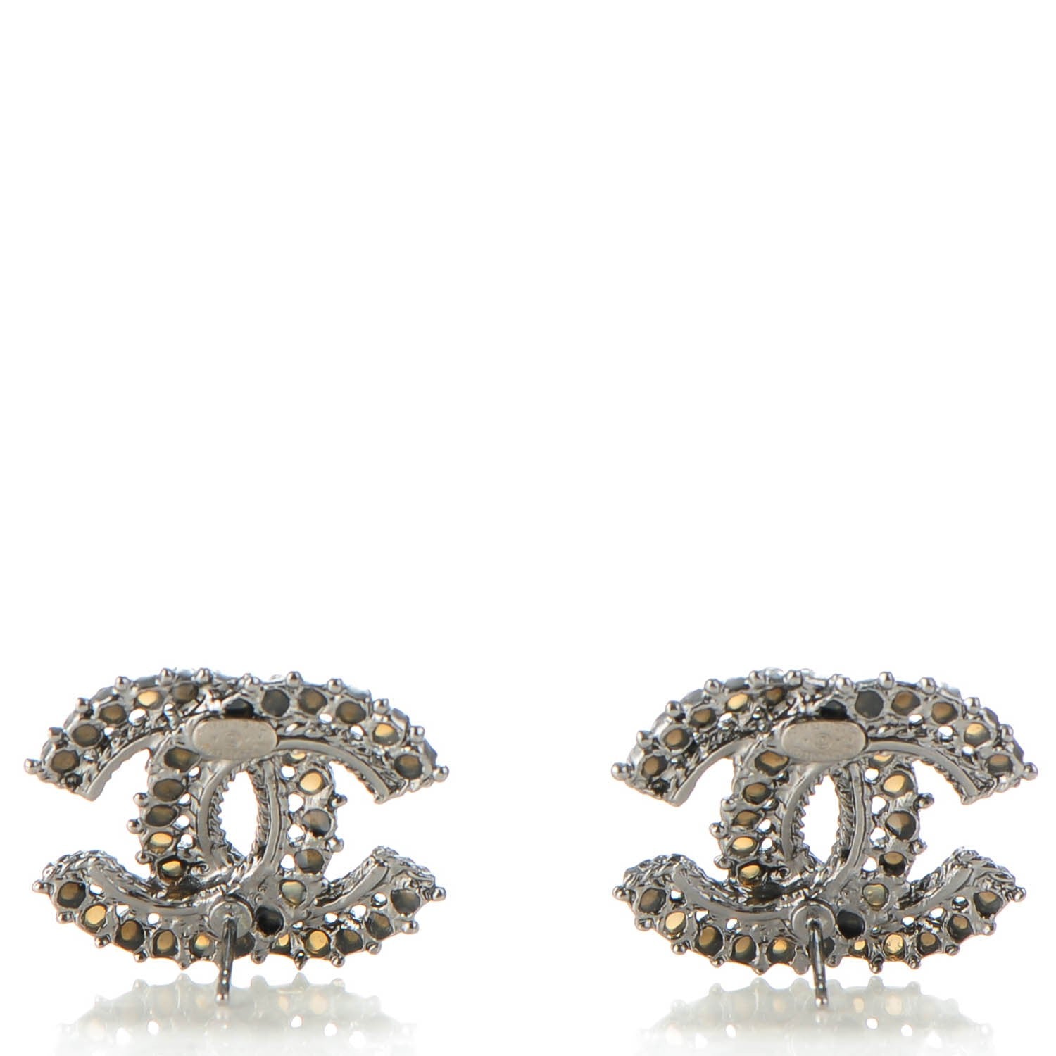 Chanel Ruthenium Resin Enamel CC Earrings Black 3 of 4