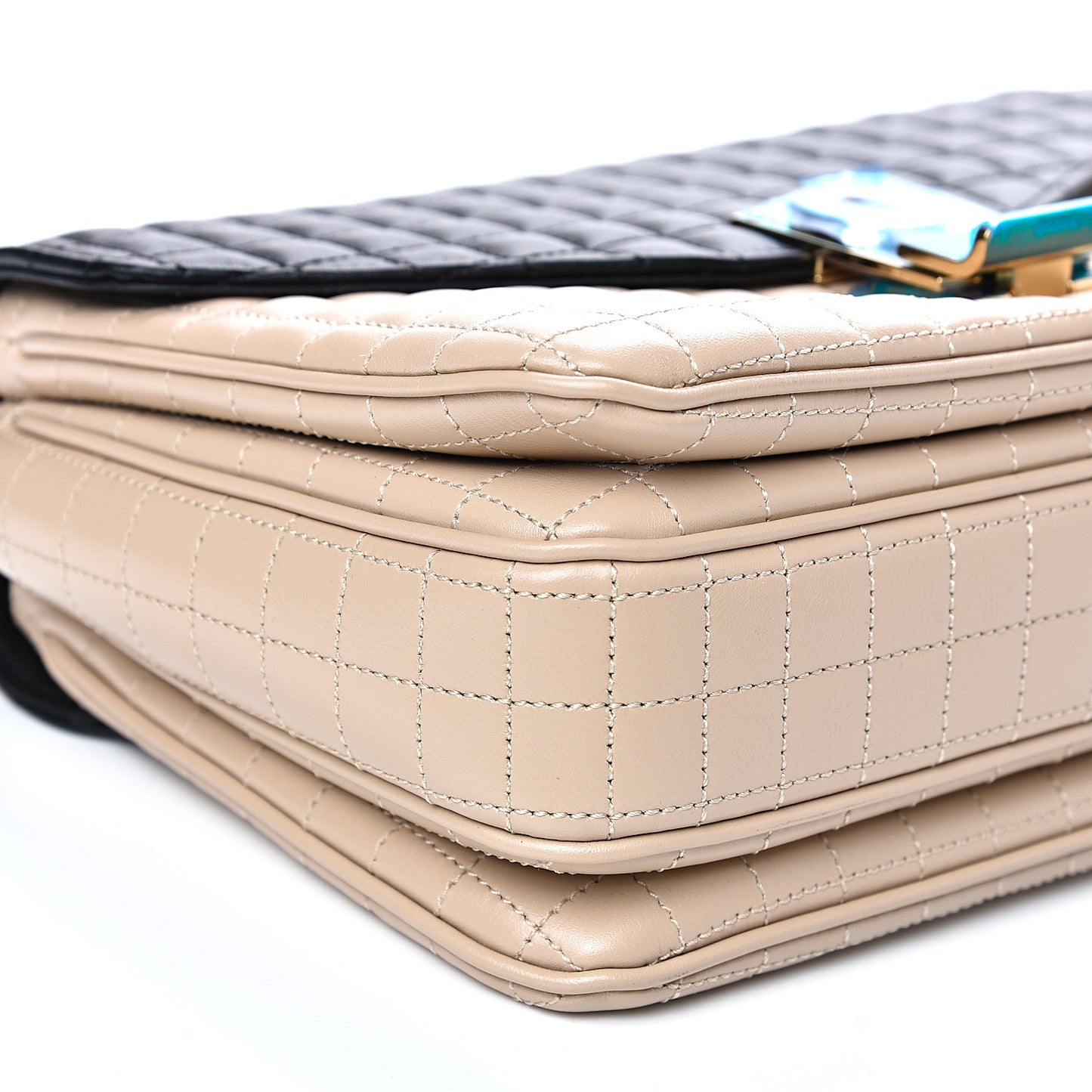 Calfskin Quilted Medium C Bag Nude Black