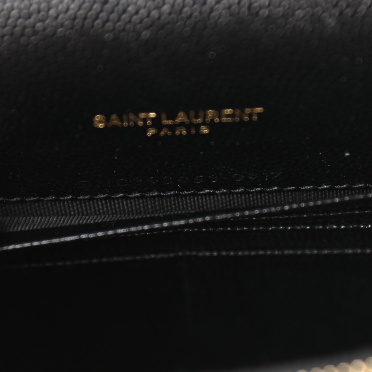 Grain De Poudre Matelasse Chevron Monogram Envelope Chain Wallet Black
