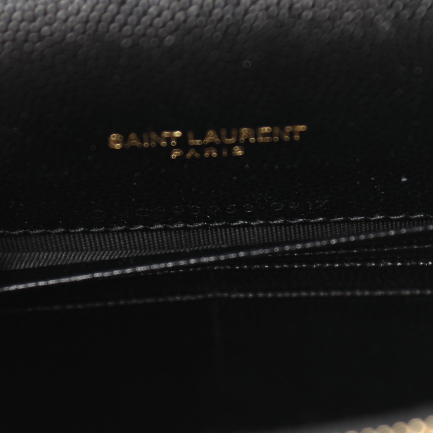 Saint Laurent Grain De Poudre Matelasse Chevron Monogram Envelope Chain Wallet Black 6 of 10