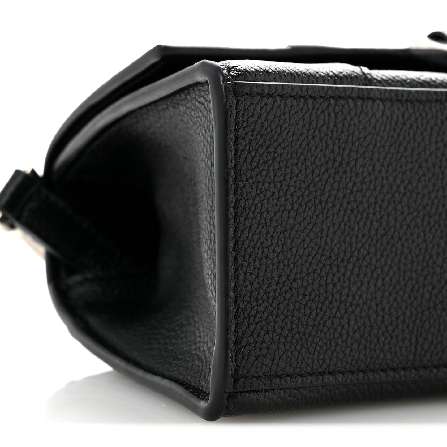 Grained Calfskin Hourglass Top Handle Bag XS Black