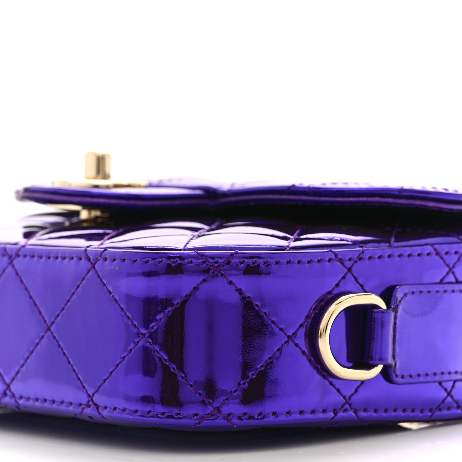 Chanel Mirror Calfskin Metallic Calfskin Quilted Hollywood Boulevard Mini Flap With Star Coin Purse Purple 10 of 10